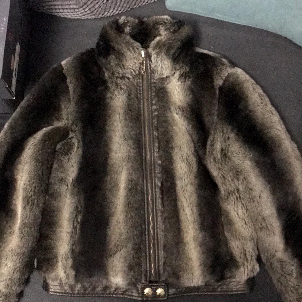 FAUX fur ladies bomber jacket